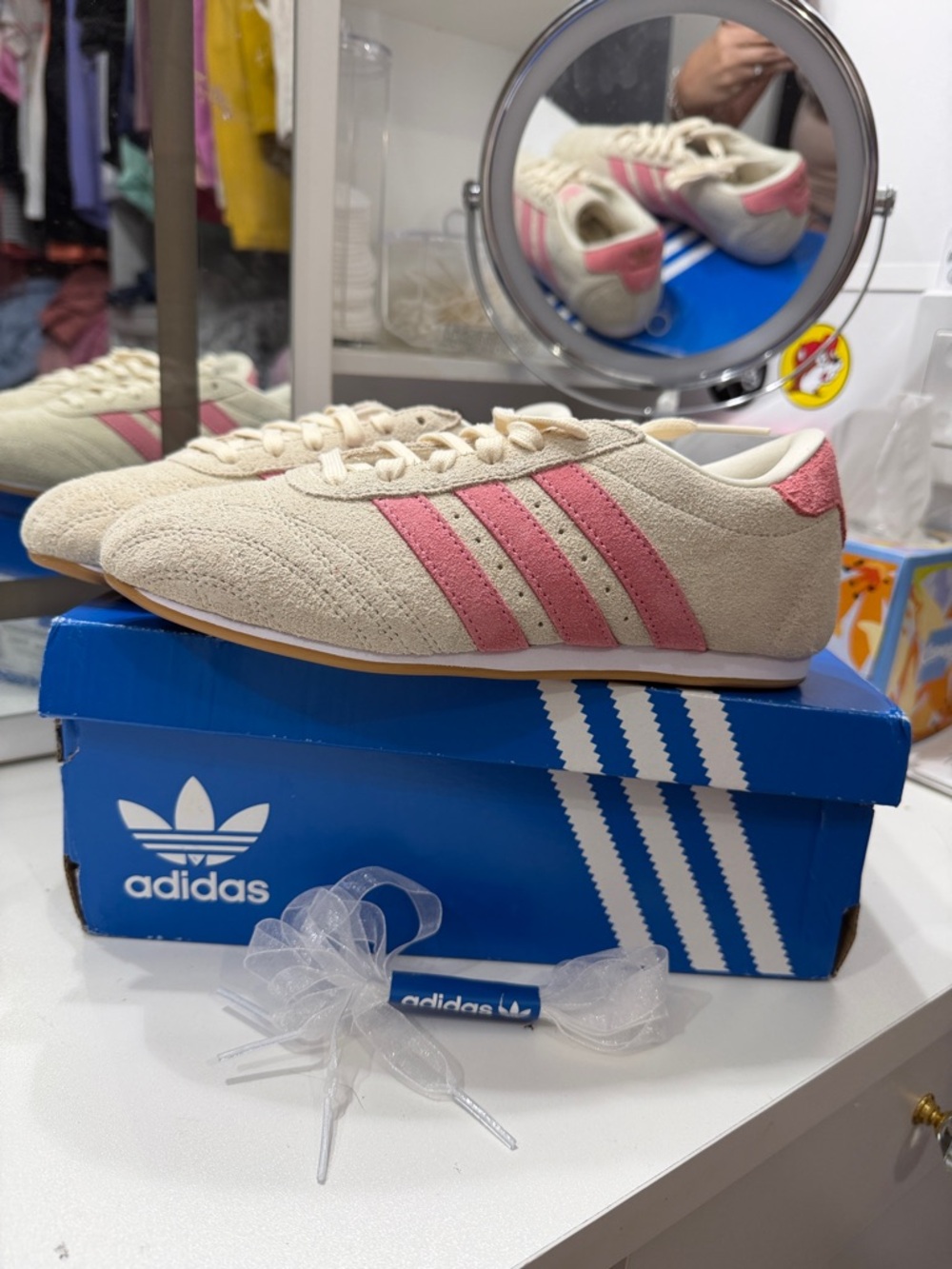 adidas Cream and Pink Taekwondo Lace W Sneakers